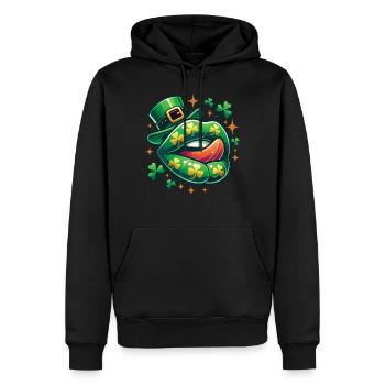 St. Patrick's Day Lustige Klee-Lippen - Männer Premium Bio Hoodie - Schwarz - Vorne - Nico (187cm)