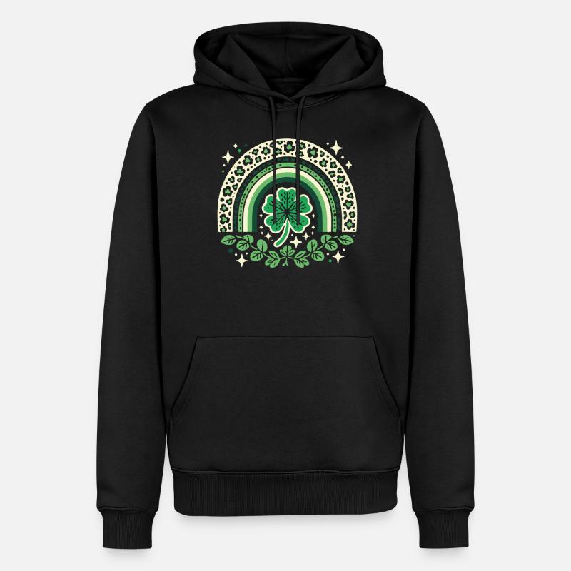 Saint-Patrick trèfle arc-en-ciel design - Sweat à capuche Premium bio Homme - noir