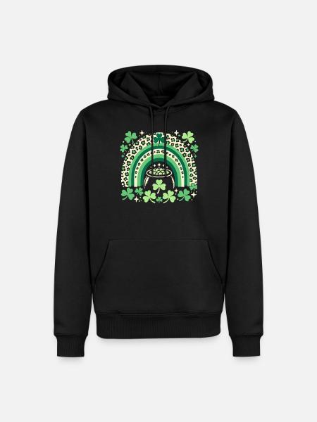 Saint-Patrick arc-en-ciel trèfle chance - Sweat à capuche Premium bio Homme - noir