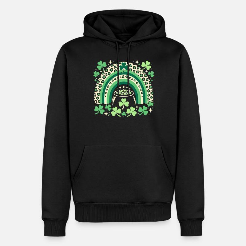 Saint-Patrick arc-en-ciel trèfle chance - Sweat à capuche Premium bio Homme - noir