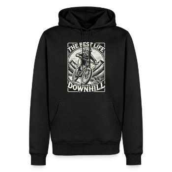 Vélo Descente Aventurier Style Rétro - Sweat à capuche Premium bio Homme - noir - Devant - Nico (187cm)