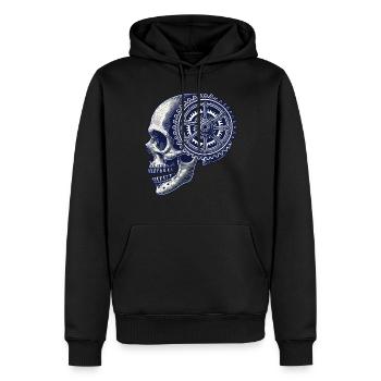 Fahrrad Schädel Getriebe Radsport Kunstwerk - Männer Premium Bio Hoodie - Schwarz - Vorne - Nico (187cm)