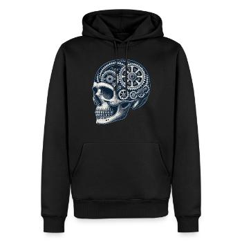 Fahrrad Enthusiast Schädel Zahnräder - Männer Premium Bio Hoodie - Schwarz - Vorne - Nico (187cm)