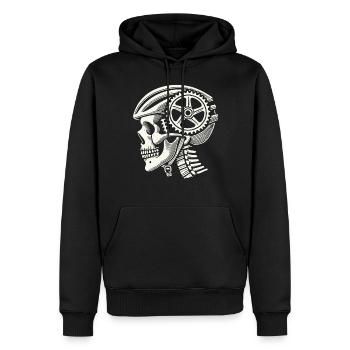 Fahrradfahrer Schädel Mit Kettenhelm Illustration - Männer Premium Bio Hoodie - Schwarz - Vorne - Nico (187cm)