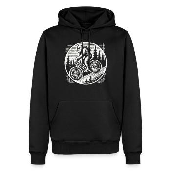 Aventure à vélo Bigfoot dans les bois - Sweat à capuche Premium bio Homme - noir - Devant - Nico (187cm)