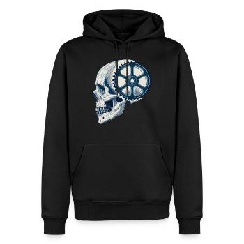 Fahrradliebhaber Schädel mit Zahnrad für Radsport - Männer Premium Bio Hoodie - Schwarz - Vorne - Nico (187cm)