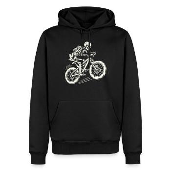 Skeleton On Bike Aventure en VTT - Sweat à capuche Premium bio Homme - noir - Devant - Nico (187cm)