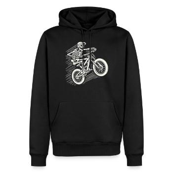 Skeleton Vélo Aventure VTT Rétro - Sweat à capuche Premium bio Homme - noir - Devant - Nico (187cm)