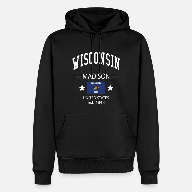 Wisconsin - Männer Premium Bio Hoodie - Schwarz