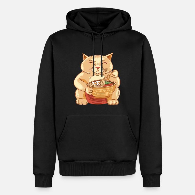 Sumo Cat EatsOuilles Rakmen - Sweat à capuche Premium bio Homme - noir