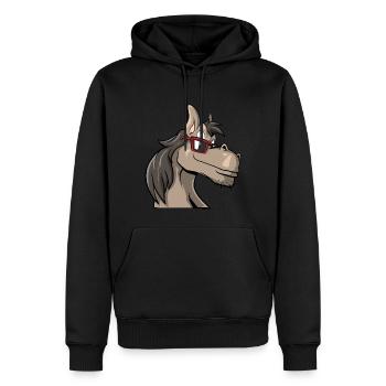 Cooles Pferd mit Sonnenbrille - Männer Premium Bio Hoodie - Schwarz - Vorne - Nico (187cm)