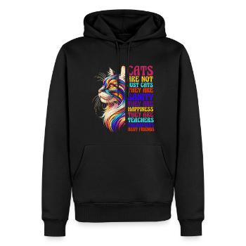 Les chats sont amis chat maman chat ami chaton - Sweat à capuche Premium bio Homme - noir - Devant - Nico (187cm)