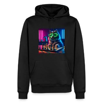 Chat du club d’échecs - Sweat à capuche Premium bio Homme - noir - Devant - Nico (187cm)