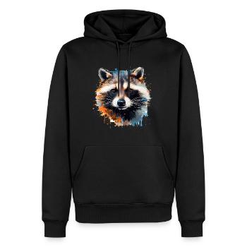 Le raton laveur intelligent - Sweat à capuche Premium bio Homme - noir - Devant - Nico (187cm)