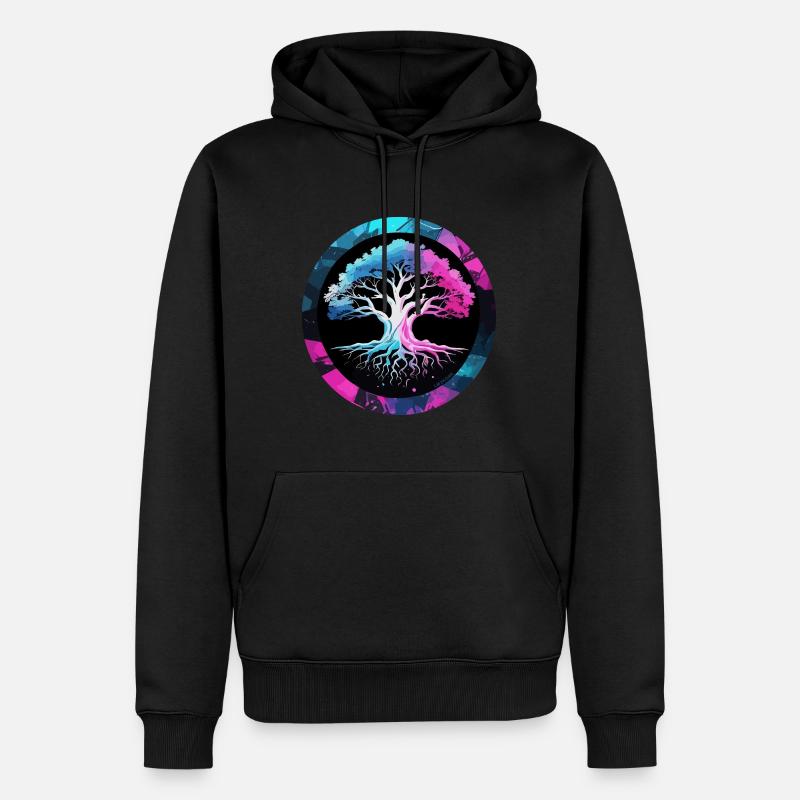 Arbre de vie multicolore - Yggdrasil World Tree - Sweat à capuche Premium bio Homme - noir