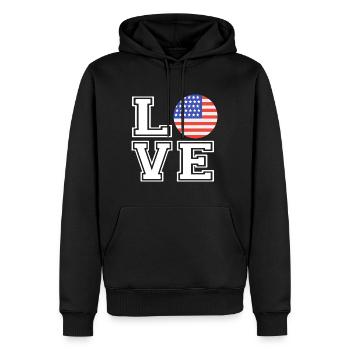 Love USA / Liebe USA Land Länder - Männer Premium Bio Hoodie - Schwarz - Vorne - Nico (187cm)