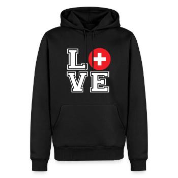 Aimer la Suisse / Aimer la Suisse Pays Pays - Sweat à capuche Premium bio Homme - noir - Devant - Nico (187cm)