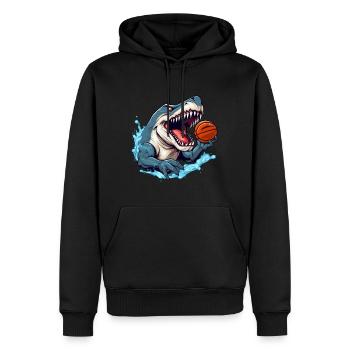 Basketballer Hai - Männer Premium Bio Hoodie - Schwarz - Vorne - Nico (187cm)