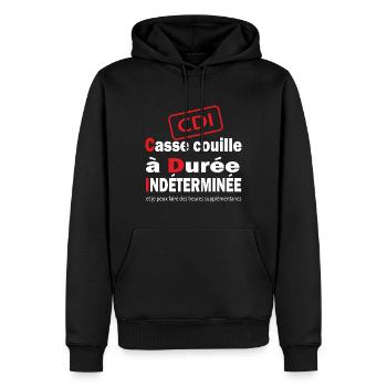 CDI casse couille à temps complet cadeau humour - Sweat à capuche Premium bio Homme - noir - Devant - Nico (187cm)