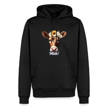 Chantalle macht Muh! - Männer Premium Bio Hoodie - Schwarz - Vorne - Nico (187cm)