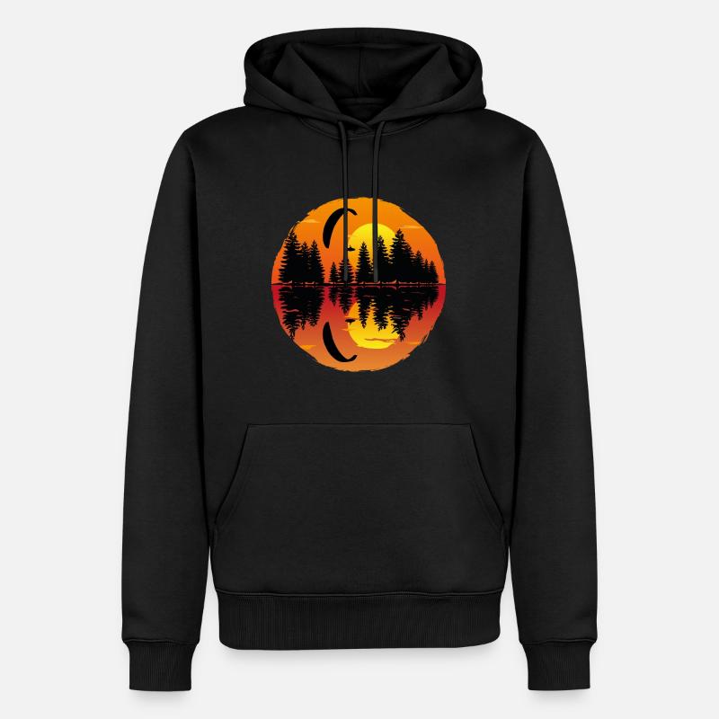 Parapente Sunset Reflection Lake - Sweat à capuche Premium bio Homme - noir