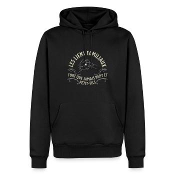 Liens familiaux papy et petit fils humour - Sweat à capuche Premium bio Homme - noir - Devant - Nico (187cm)