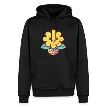 kawaii Sonnenblume - Männer Premium Bio Hoodie - Schwarz - Vorne - Nico (187cm)