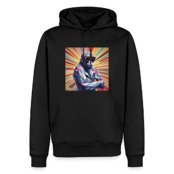 Cooler Affe im faltigen Gewand II - Männer Premium Bio Hoodie - Schwarz - Vorne - Nico (187cm)