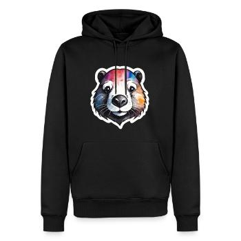 Biber Cool und Cool bunte Aquarelle - Männer Premium Bio Hoodie - Schwarz - Vorne - Nico (187cm)