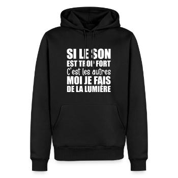 Technicien du Spectacle Fait De La Lumière - Sweat à capuche Premium bio Homme - noir - Devant - Nico (187cm)