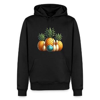 Bowling-Ananas 🎳🍍 - Urlaub im Bowling - Männer Premium Bio Hoodie - Schwarz - Vorne - Nico (187cm)