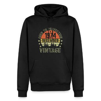 Retro Geburtstagsgeschenk - Geboren im Dezember 1974 - Männer Premium Bio Hoodie - Schwarz - Vorne - Nico (187cm)
