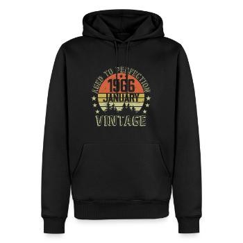 Nées En Janvier Cadeau D'anniversaire Janvier 1966 - Sweat à capuche Premium bio Homme - noir - Devant - Nico (187cm)