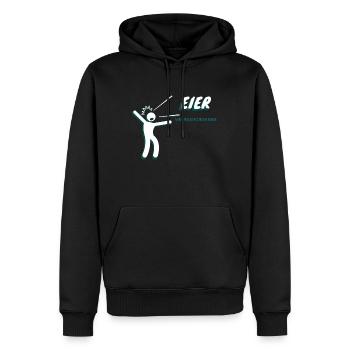 EIER, wir brauchen Eier - Männer Premium Bio Hoodie - Schwarz - Vorne - Nico (187cm)