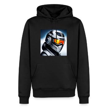 Futuristischer Roboter - Männer Premium Bio Hoodie - Schwarz - Vorne - Nico (187cm)