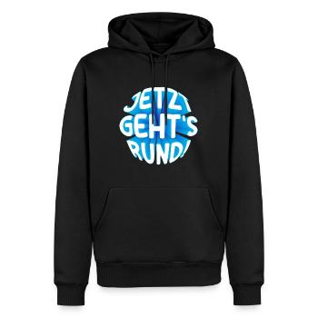 Jetzt gehts rund! 3D - Männer Premium Bio Hoodie - Schwarz - Vorne - Nico (187cm)