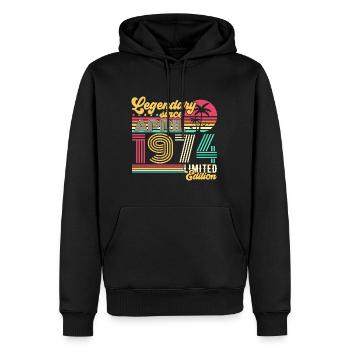 Avril 1974 légendaire Vintage cadeau d’anniversaire - Sweat à capuche Premium bio Homme - noir - Devant - Nico (187cm)