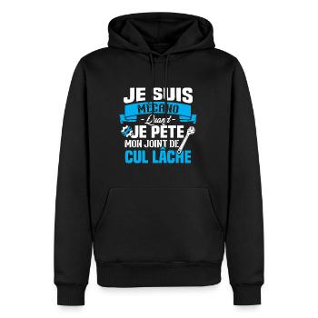 Je suis mécano humour cadeau mécanicien - Sweat à capuche Premium bio Homme - noir - Devant - Nico (187cm)