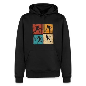 RETRO MEN’S TENNIS PUNCHES SPORTS TENNIS PLAYER - Sweat à capuche Premium bio Homme - noir - Devant - Nico (187cm)