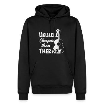 Ukulele! Cheaper than therapy - Männer Premium Bio Hoodie - Schwarz - Vorne - Nico (187cm)