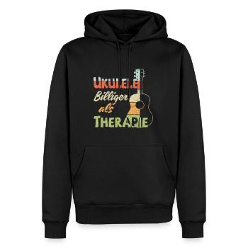 Ukulele! Billiger als Therapie - Männer Premium Bio Hoodie - Schwarz - Vorne - Nico (187cm)
