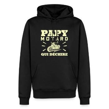 Papy Motard Qui Déchire Grand Père Biker Fan Moto - Sweat à capuche Premium bio Homme - noir - Devant - Nico (187cm)