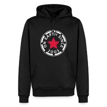 on earth since 2003 (fr) - Sweat à capuche Premium bio Homme - noir - Devant - Nico (187cm)