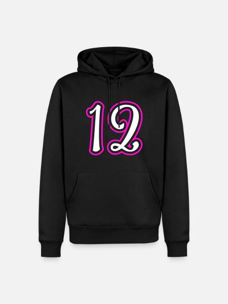 12 Number number - Men’s Premium Organic Hoodie - black