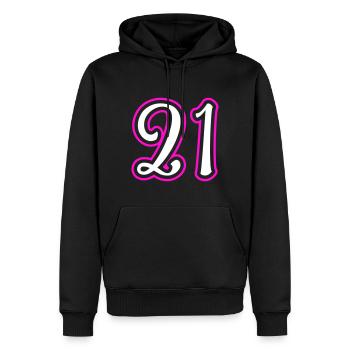 21 Numéro de numéro - Sweat à capuche Premium bio Homme - noir - Devant - Nico (187cm)