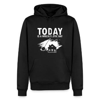Conception de démolition et de rénovation de maisons - Sweat à capuche Premium bio Homme - noir - Devant - Nico (187cm)