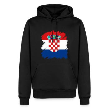 Drapeau de la Croatie Adriatique Zagreb Drapeau de la Croatie - Sweat à capuche Premium bio Homme - noir - Devant - Nico (187cm)