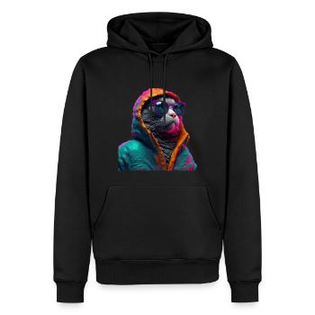 Katze mit Sonnenbrille Bunt Coole Katze - Männer Premium Bio Hoodie - Schwarz - Vorne - Nico (187cm)