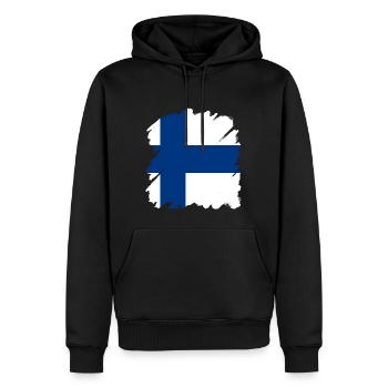 Finnland Flagge Suomi Finnische Fahne Used Look - Männer Premium Bio Hoodie - Schwarz - Vorne - Nico (187cm)