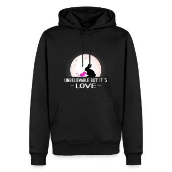valentinstag patchwork lapin incroyable amour souris - Sweat à capuche Premium bio Homme - noir - Devant - Nico (187cm)